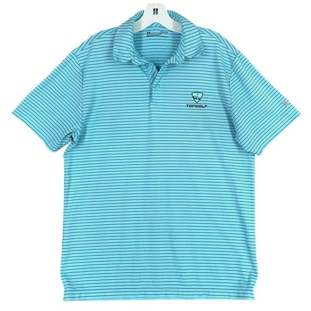 Top Golf Polo Shirt Mens M Under‎ Armour Green Heatgear Loose Golfing Clubhouse